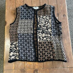 Vintage Norm Thompson Patchwork Cotton Knit Vest